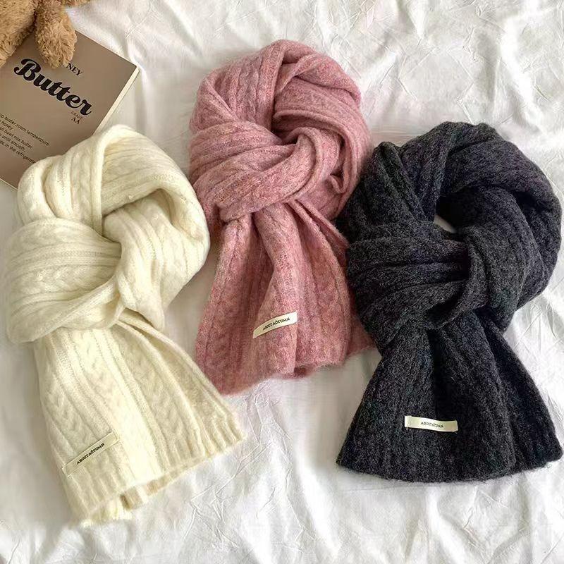 Wool Blended Knitted Scarf Women'S Winter Korean Version Soft Waxy Fashion Versatile Warm Student Couple Autumn And Winter Men