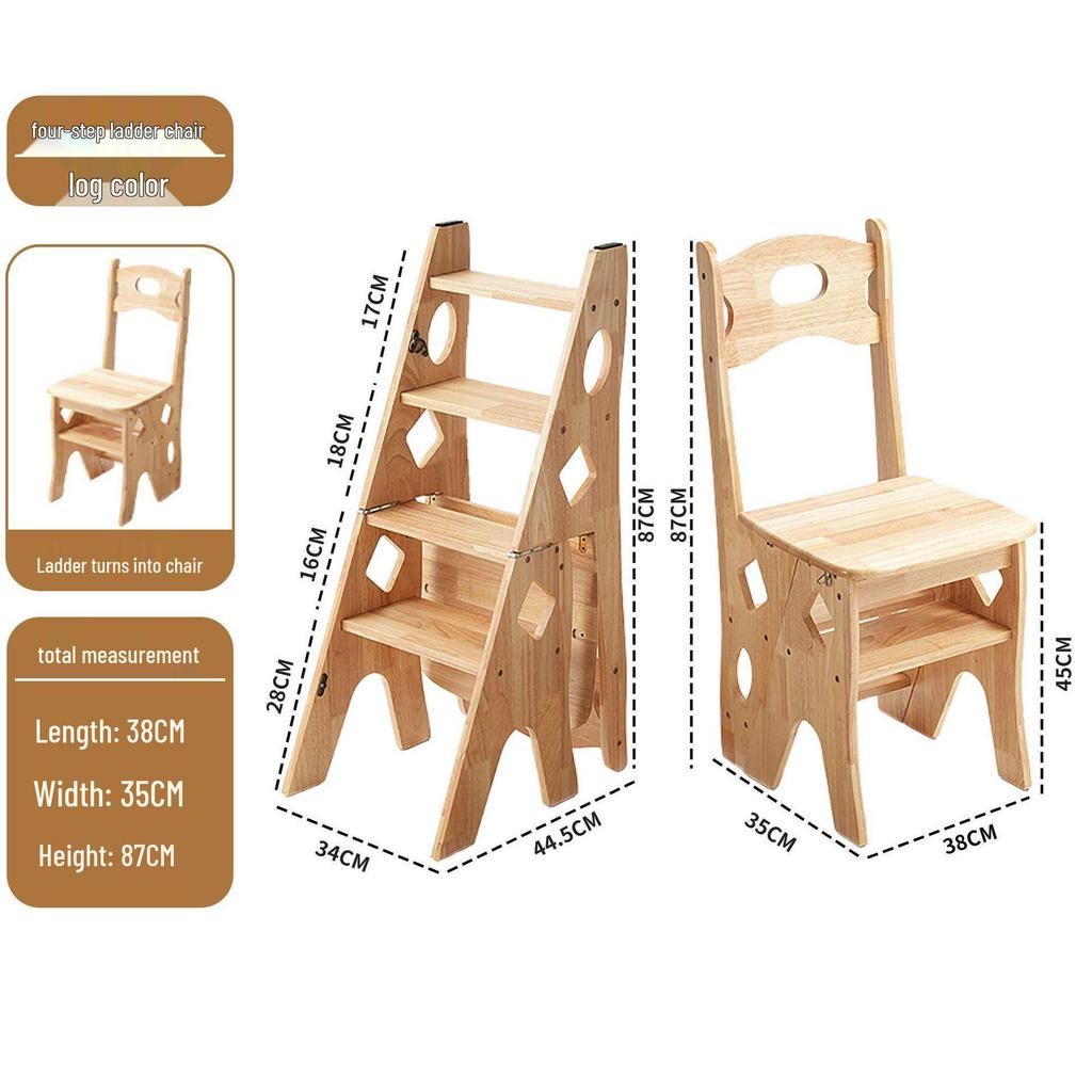 Folding Solid Wood Ladder Chair for Home and Elderly Use