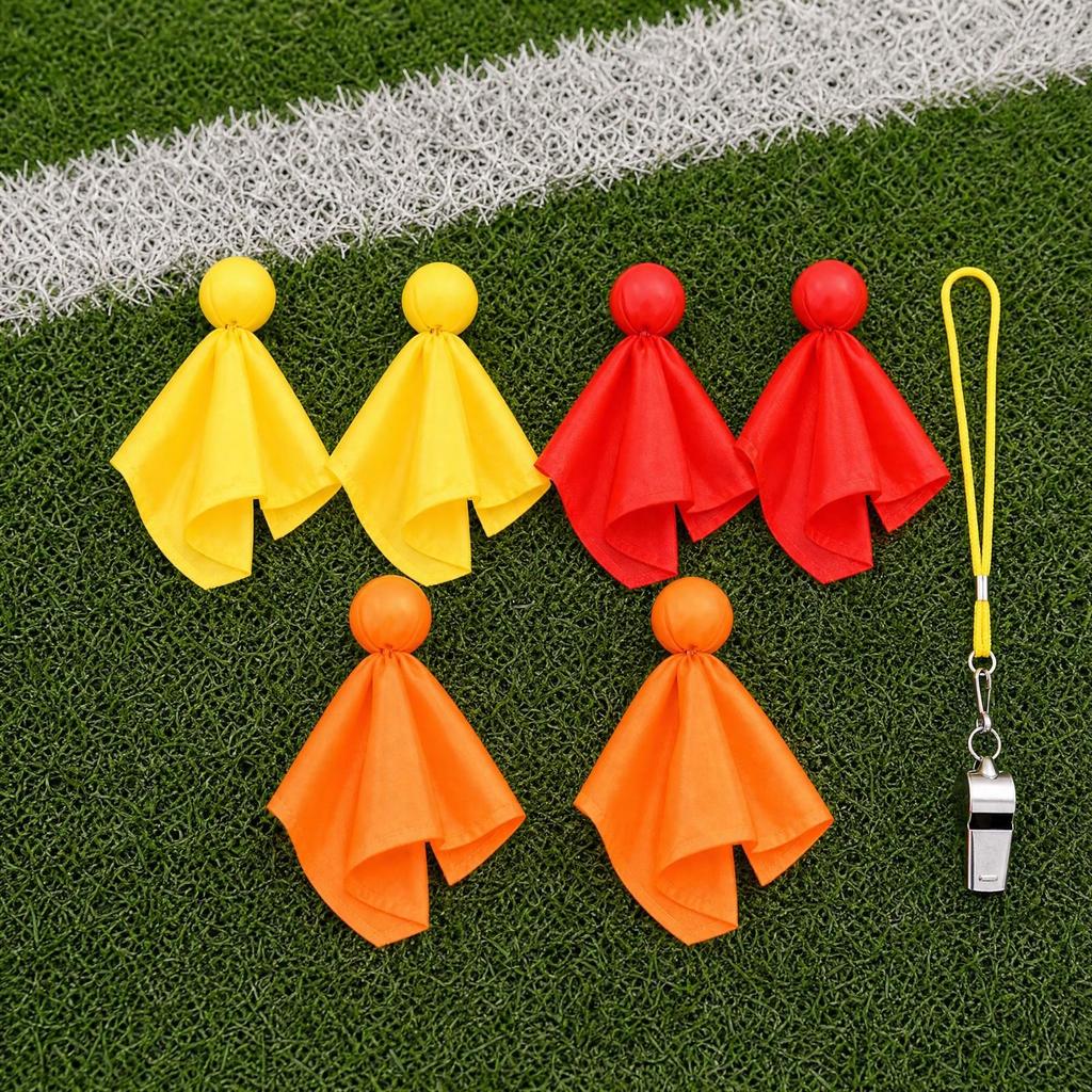 6 Pieces Referee Penalty Flag with Whistle Long-Lasting for Referees, Coaches