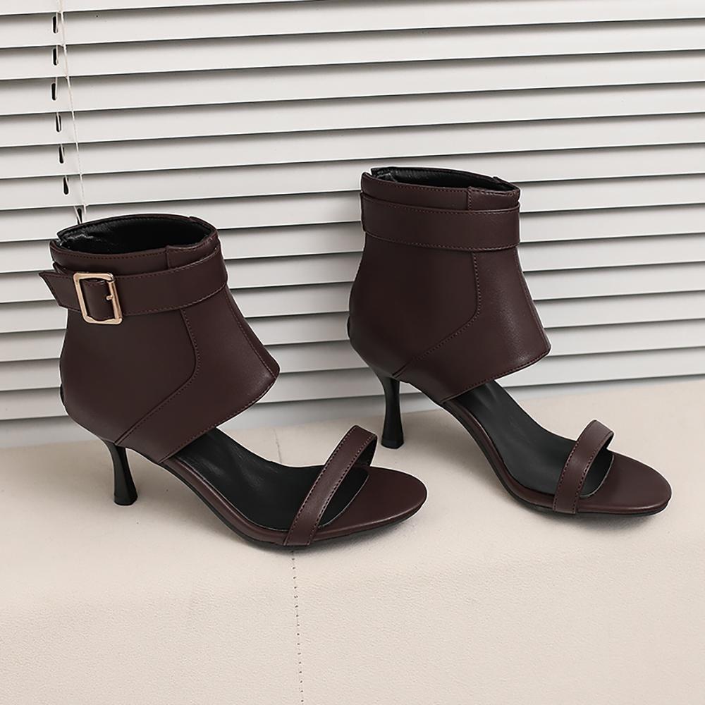 

2026 Summer Sexy Pink Ankle Wrap Sandals for Women High Stiletto Heel Lady Party Shoes Large Plus Size 12 44 47 50 39 коричневий