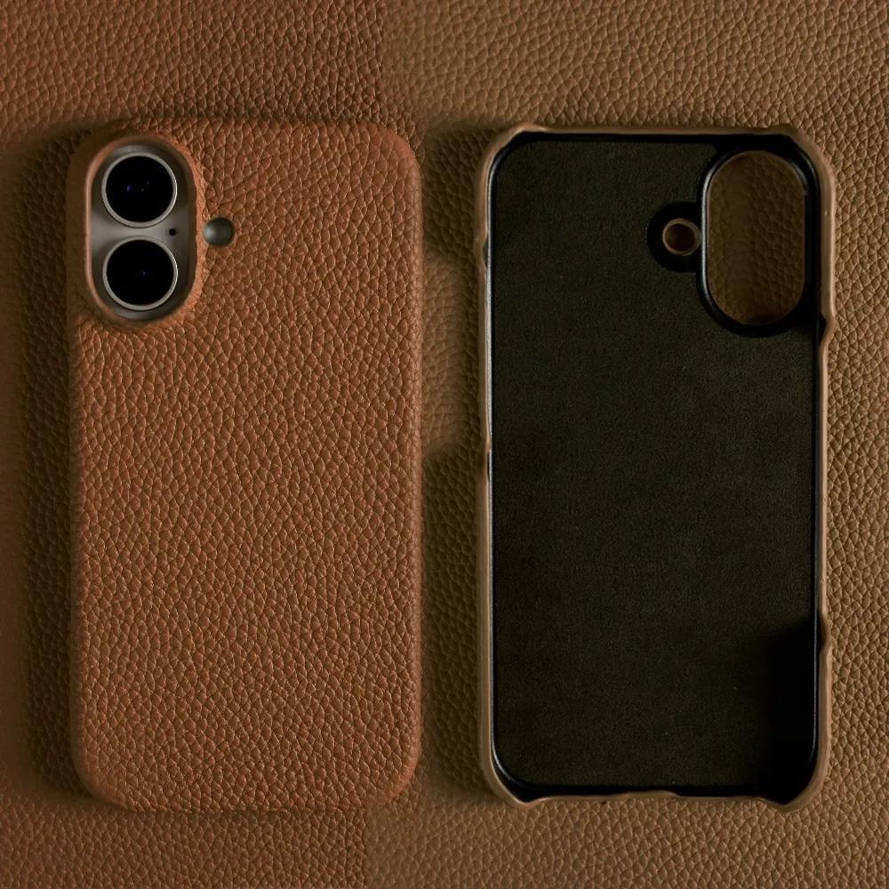 For iphone 16 Pro Max case Luxury Genuine Leather Cover Back Etui Coque Shockproof for Funda iphone15 14Pro 13 XR XSMax Carcasa