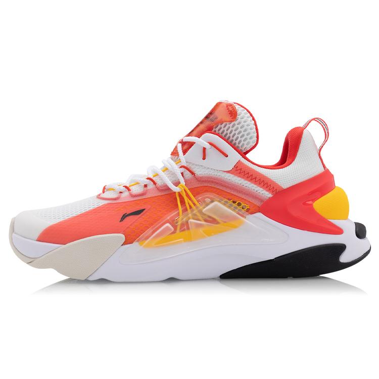 New LiNing Fire Cushioning Rebound Low Top Casual Shoes Men's White Red Yellow AGLQ059-1