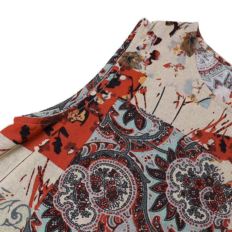 ZANZEA Women Casual O-neck Sleeveless Summer Print Tank Dress