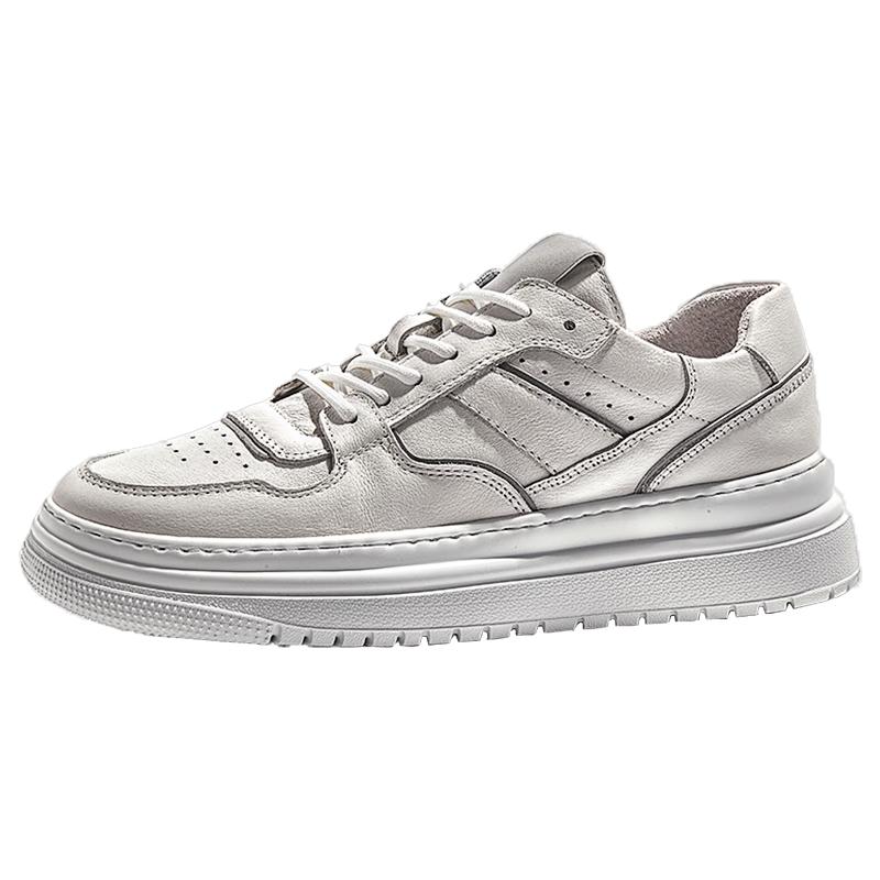 HAUT TON Men s White Leather Casual Sneakers EU 40