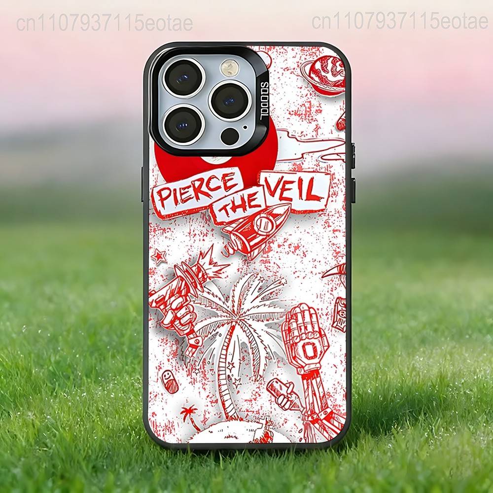 

P-Pierce The Veil Band ROCK Black Phone Case Compatible with iPhone 17 16 15 14 13 12 11, Pro, Max, Plus, E, Air, Mini iPhone16