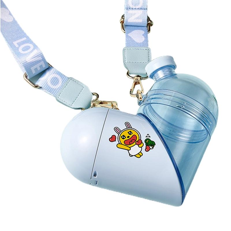 

Портативный контейнер для хранения бутылок с водой в форме сердца для занятий спортом на открытом воздухе, экологически чистый, прочный, изысканный, с рисунком из мультфильмов, милый подарок для детей розовый