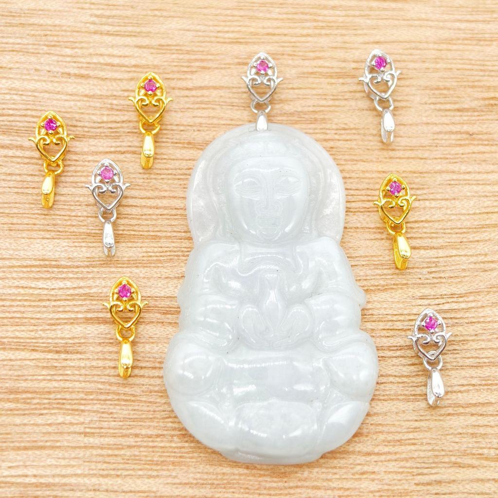 2025 Jade Pendant & s925 Silver Guanyin Buddha Clip Necklace Accessory