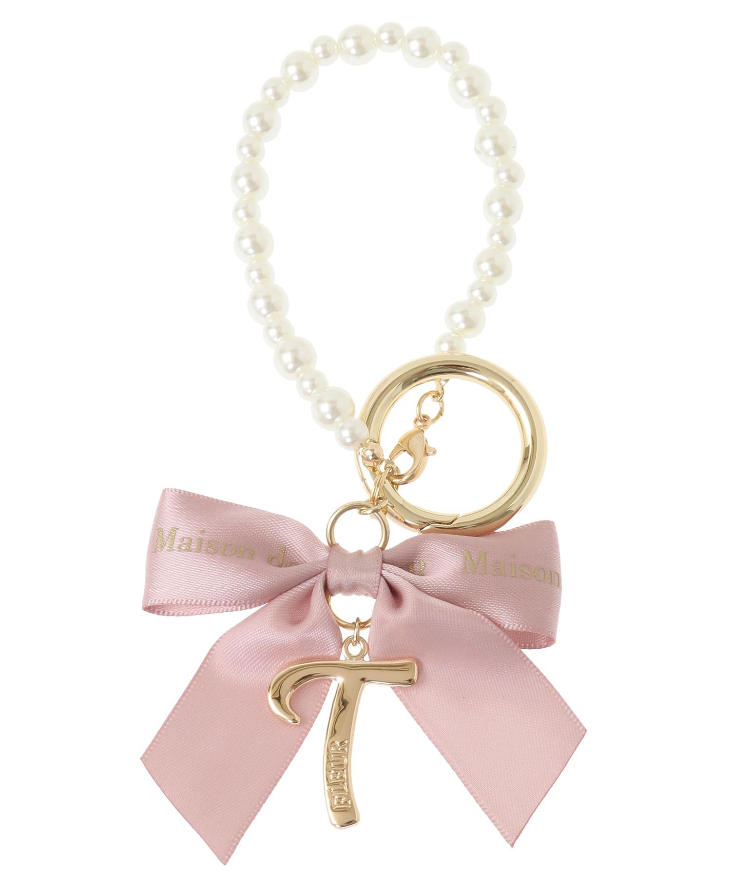 

de Charm Initial Ribbon Pearl Charm for Women 08000561100 T [Maison Fleur]