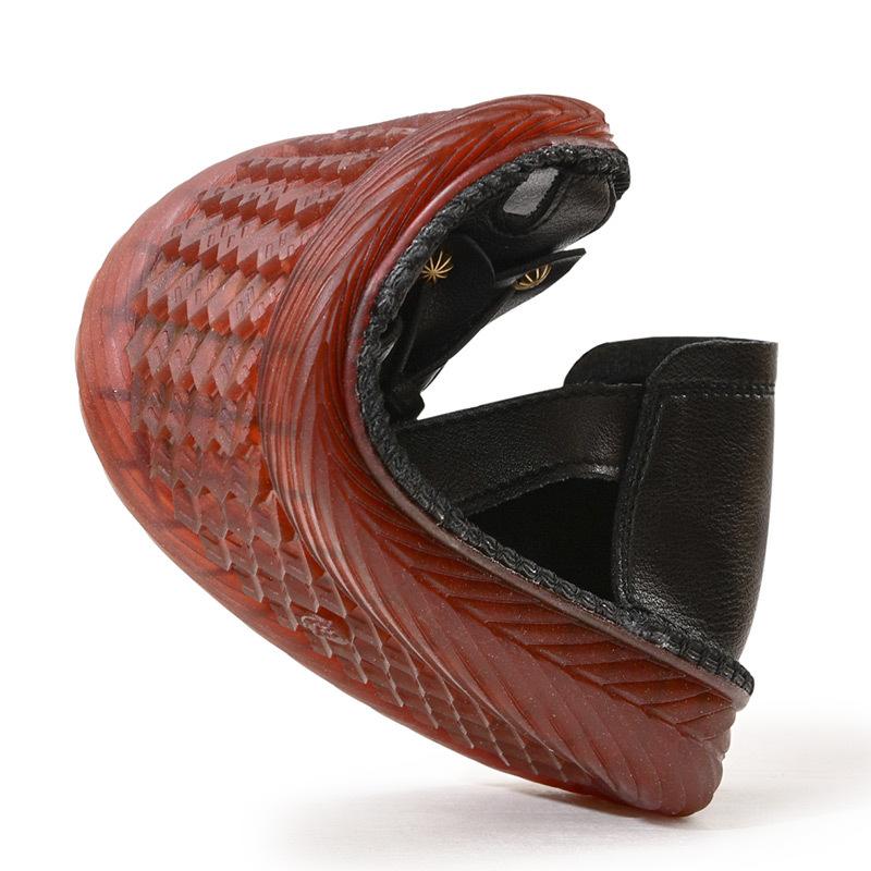 Summer Sandals Women's Mother Shoes Leather Soft Bottom Non-slip Fish Mouth Comfortable Large Size Hole Shoes Hollow Women's Shoes