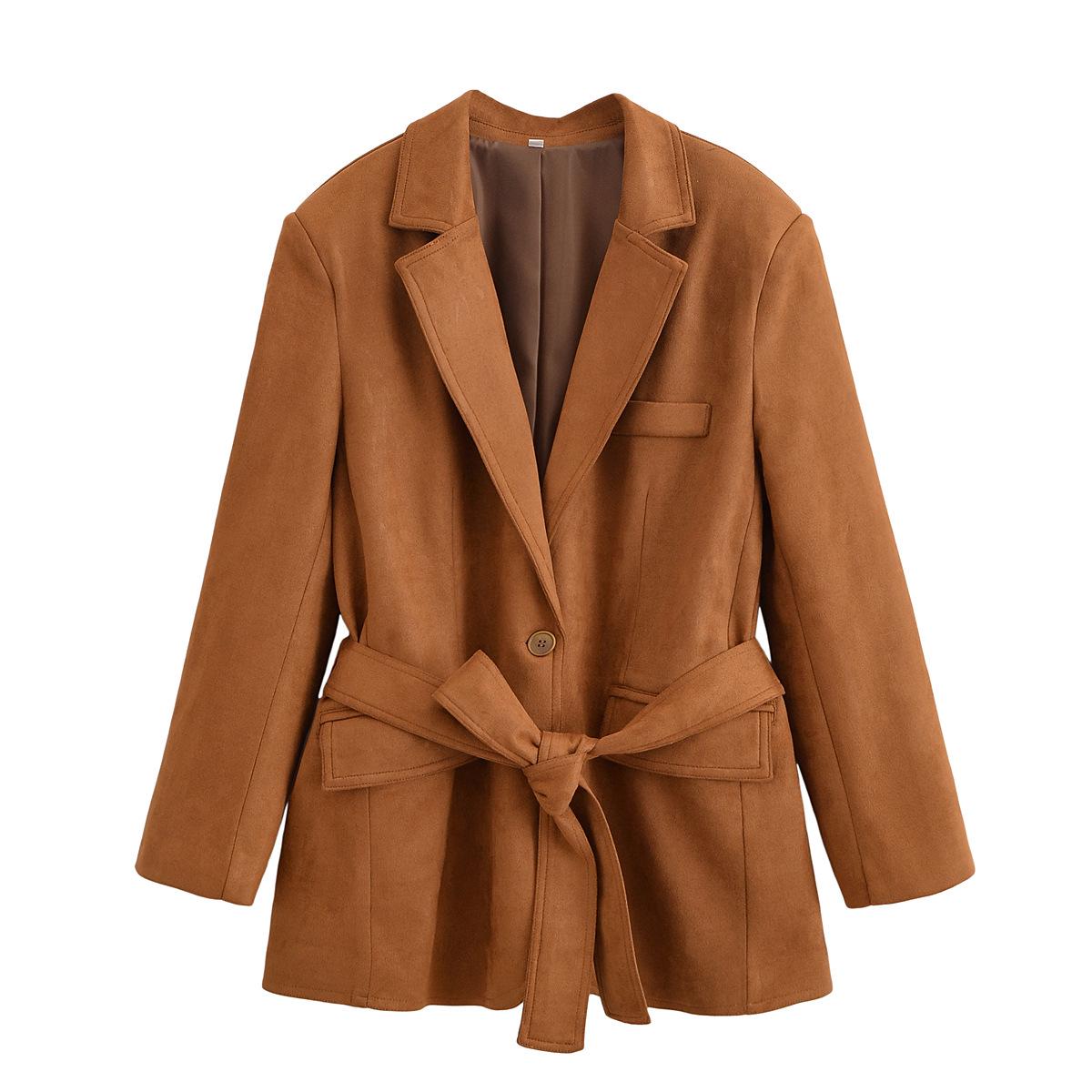 European American Women s Fashion Casual Lapel Suede Velvet Slimming Suit Jacket Medium