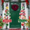 Christmas Porch Door Hanging Banner Christmas Paper Door Decorative Flags Xmas Welcome Sign For  Year Porch Door Banner