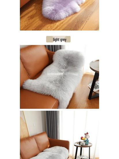 Australian Sheepskin Leather Pattern Wool Sofa Cushion, Carpet, or Bedside Rug – Spliceable into One Sheepskin Piece