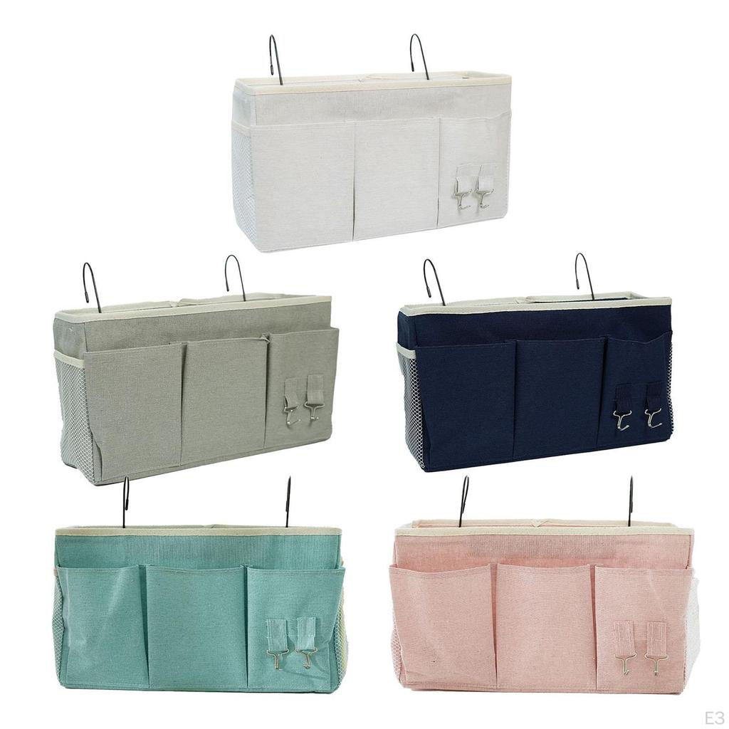 Bedside Hanging Storage Bag Organizer Pouch with Pockets Wall for Glasses