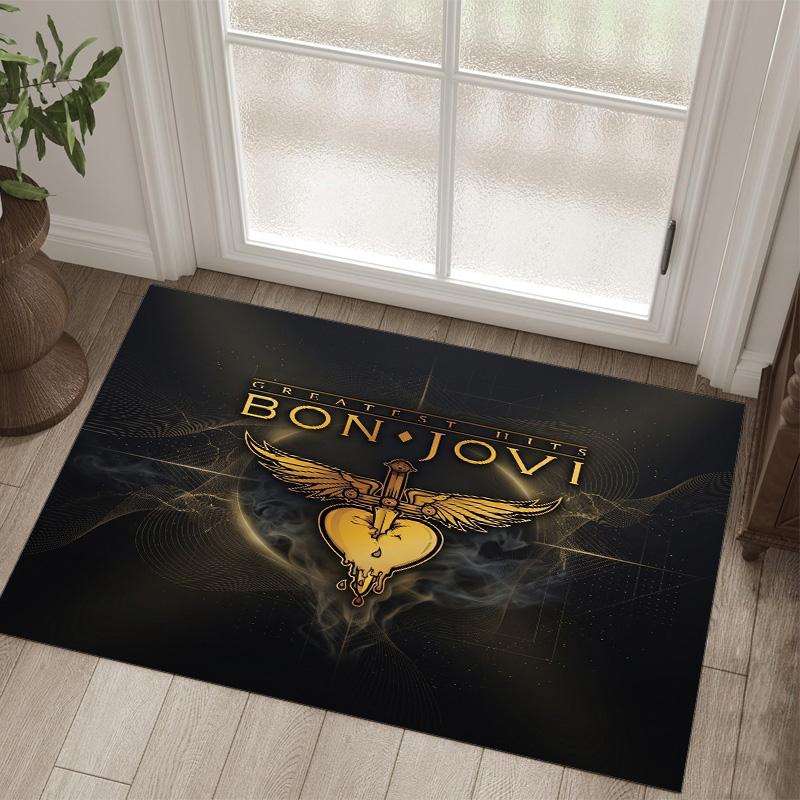Bon Jovi Design Crystal Velvet Carpet Cozy Non?Slip Printed Rug For Bedroom Living Room Entrance