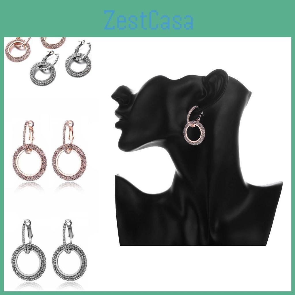 Western Fashion Stylish Geometric Studs With Rhinestones Unique Earrings Alloy