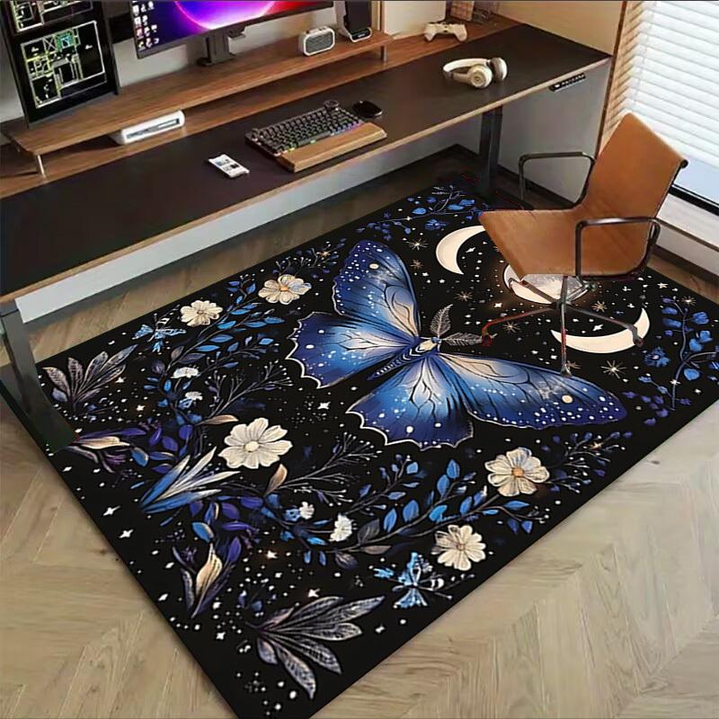 1pc Butterfly Night Carpet Anti Slip Polyester Floor Mat for office.Bedroom