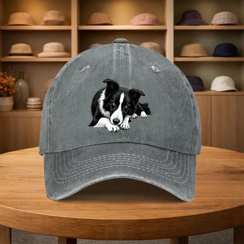 Leichte Baseballkappe im Streetstyle mit Border Collie Hundemuster-Design, geeignet für alle Jahreszeiten, für Partys, Picknicks, Cam