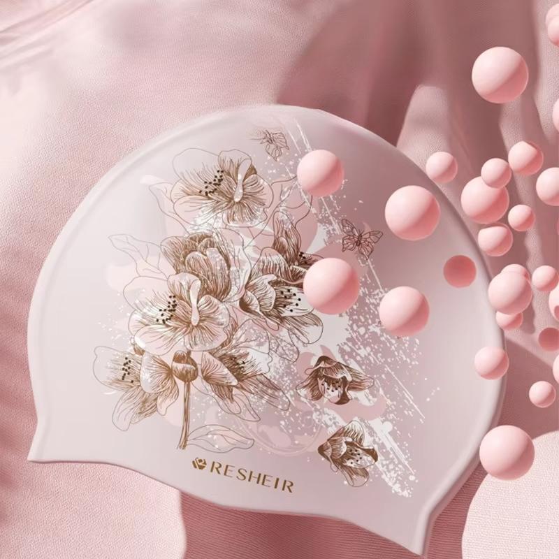 Printed Waterproof Adult Women Swimming Cap Silicone Elastic Comfortable Professional Sport Swimming Caps Swimming Accessories