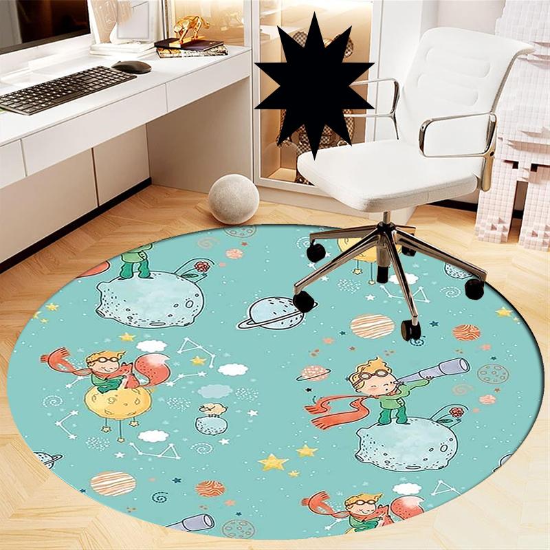 The Little Prince Printed Round Rug Carpet Chair Rug Area Rug Entryway Doormats,for Office Chair Living Room Bedroom Kitchen Room.