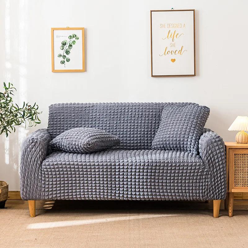 Elastic Sofa Covers for Living Room Geometric ArmChair Knitted Corn Grid Fabric Sofa Slipcovers Chair Protector Home Decor