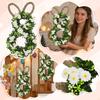 50*25cm Påskhare Krans Med Blommor, Kaninformad Hänge, Dekoration För Ytterdörr