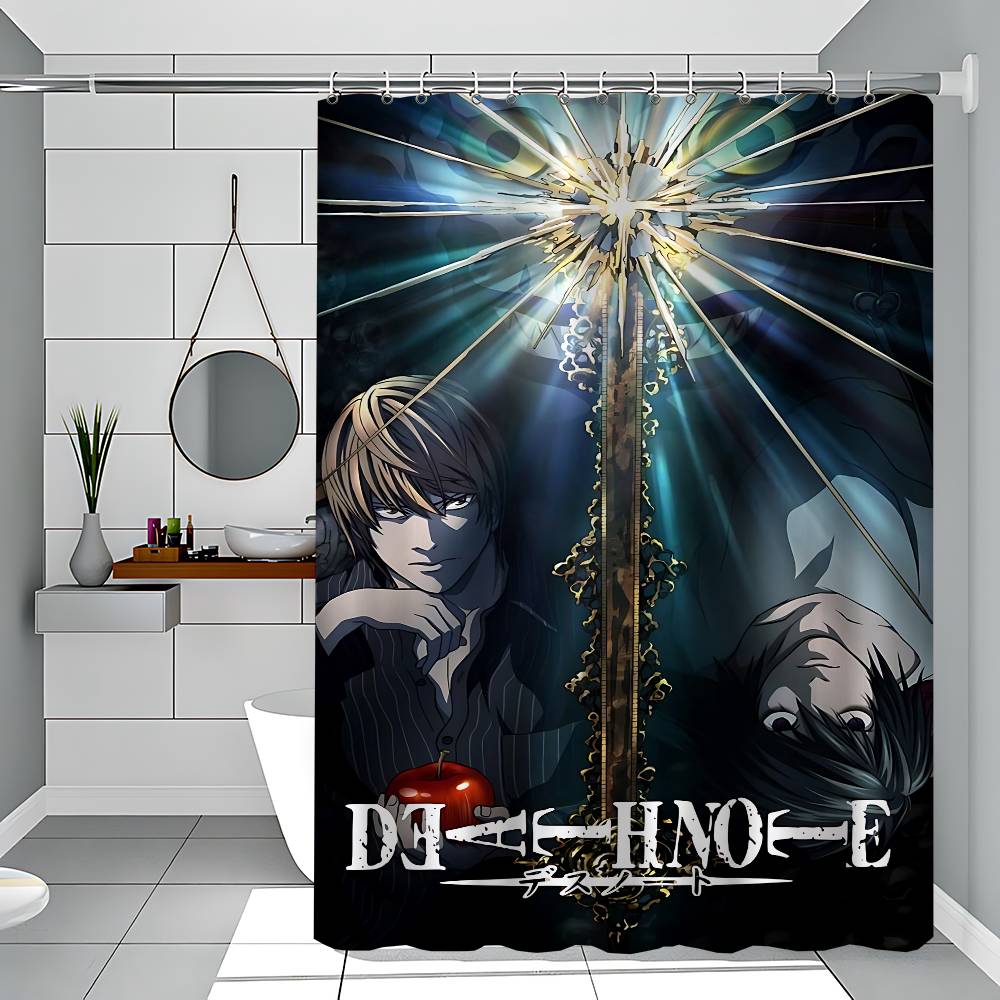 

ТЕТРАДЬ СМЕРТИ Полиэстеровая шторка для душа Водонепроницаемая Устойчивая к ржавчине Люверсы Легкий уход Протирать насухо Прочная 90x180 cm