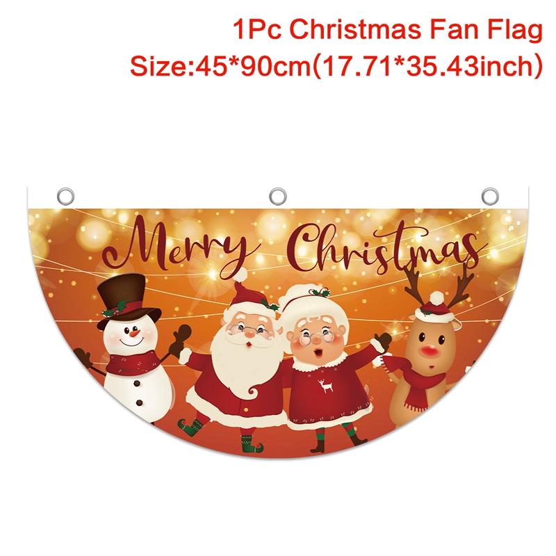 Christmas Outdoor Fan-shaped Flag Banner Christmas Decor for Home 2025 Cristmas Drop Ornament Xmas Navidad Gift New Year 2025