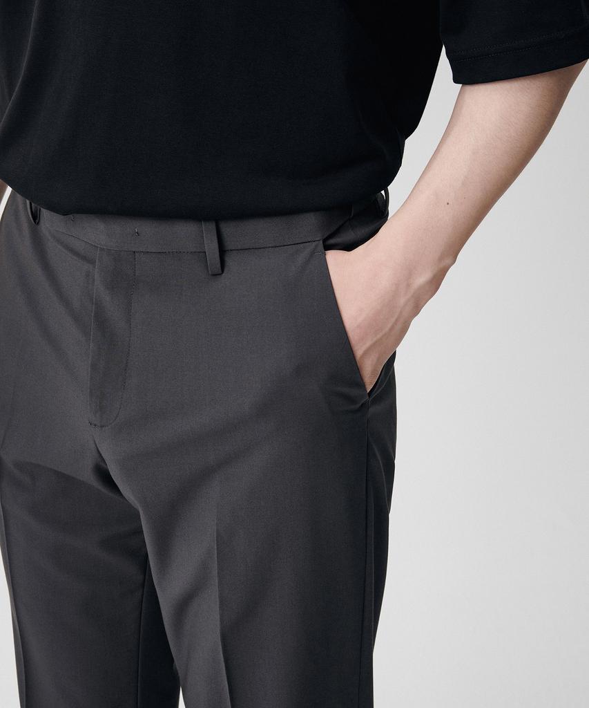 MUSINSA STANDARD [Cooltandard] Semi-Wide Hidden Banding Slacks [Gunmetal]