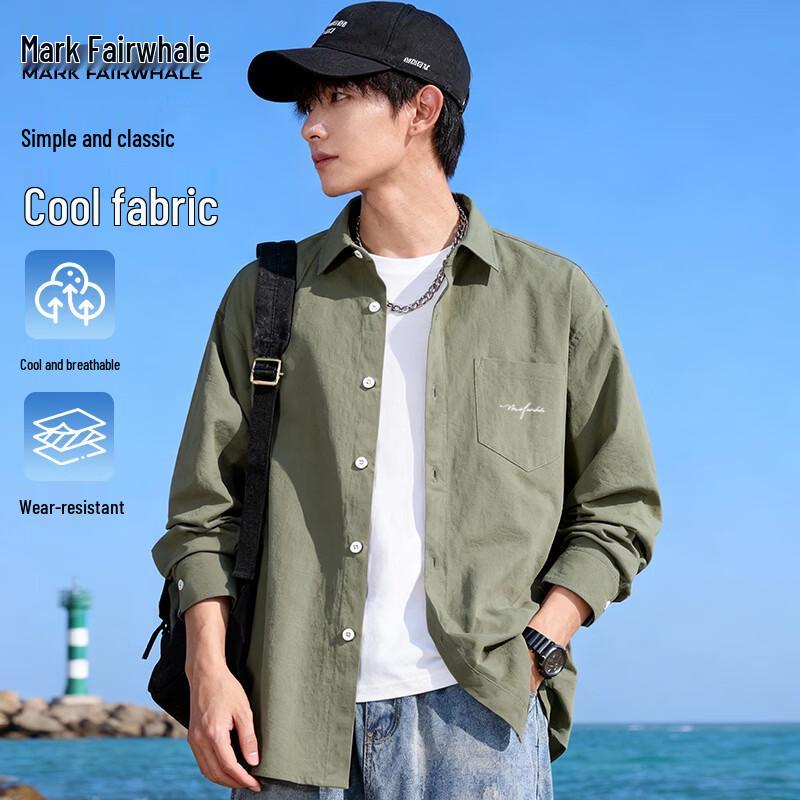 Mark Fairwhale Men's Ice Silk Long-Sleeve Casual Shirt