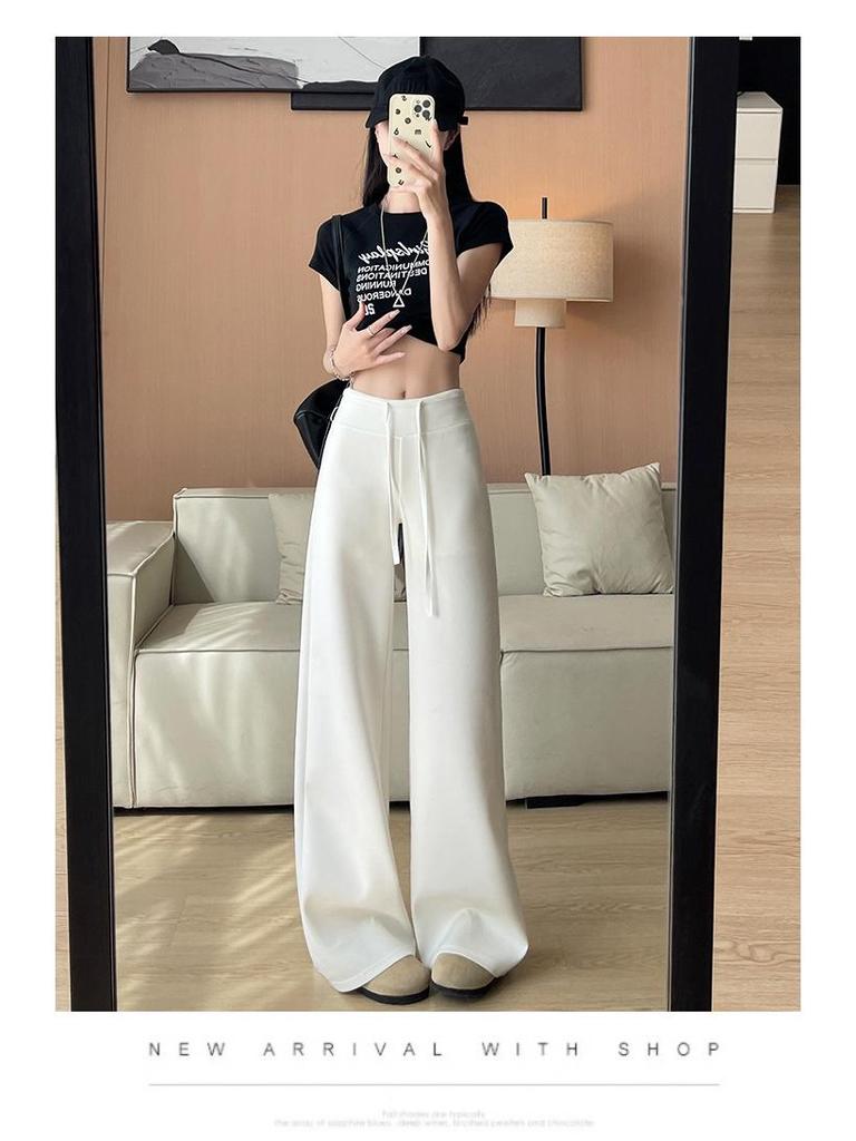 Women's Summer 2025 High-Waisted Gray Joggers - Thin, Loose, Ice Silk, Narrow-Leg Pants
