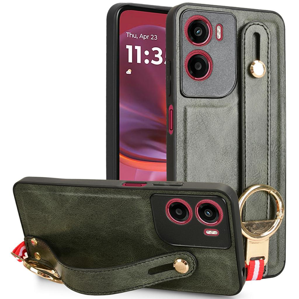 Pro Motorola Moto G05 4G/E15 4G Pouzdro Náramek Stojánek Kůže+PC+TPU Kryt na telefon s otvírákem na lahve