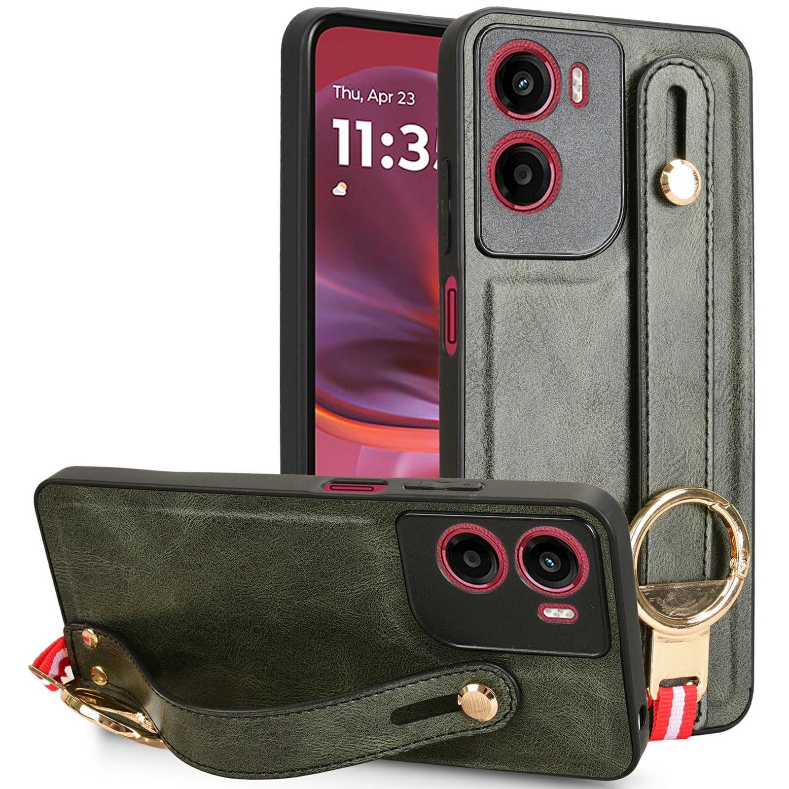 

Чохол для Motorola Moto G05 4G/E15 4G із підставкою, шкіряний + ПК + ТПУ, з відкривачкою для пляшок Green