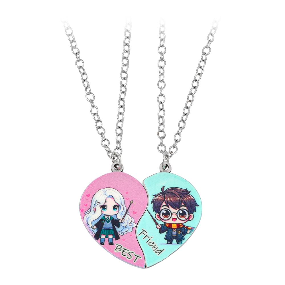 

Sweet Creative Cartoon Couple Themed Heart Necklace Set - Matching Jewelry Pendants for Valentine s Day Gift