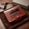 Dice Game Kit Farkle Board Game, with Faux Leather Case, 6 Dices, Wooden Family Night Scoreboard, Portable Tabletop for Travel Party Lightweight