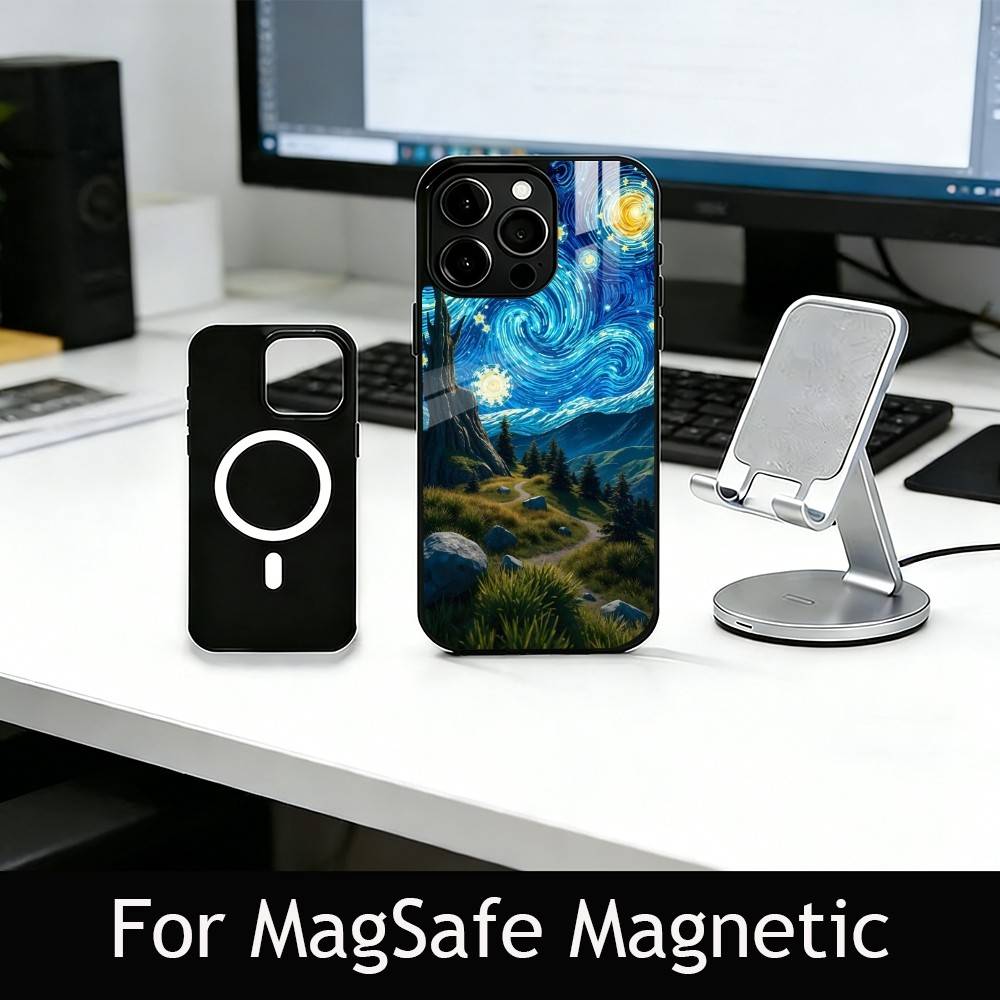 T-The S-Starry N-Night Phone Case For iPhone17,16,15,14,13,12,11 Plus,Pro Magnetic For Magsafe Wireless Charging
