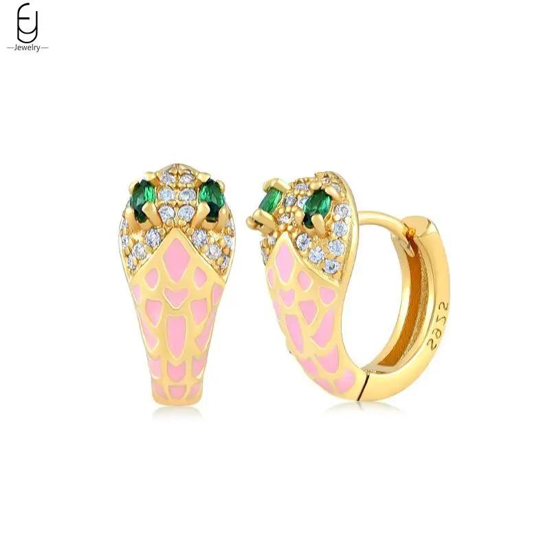 925 Silver Needle Vintage Snake Earrings Women Gold Round Ear Clips Punk Style Fashion Hoop Earrings Women Jewelry