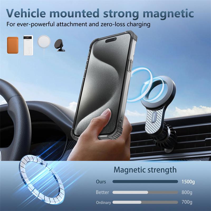 Průhledný magnetický kroužek pro pouzdra s bezdrátovým nabíjením MagSafe pro iPhone 15 14 13 12 11 15 Pro Max Nárazuvzdorný kryt Příslušenství