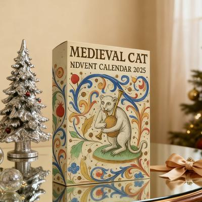 Medieval Cat Advent Calendar 2025 24 Day Christmas Countdown with 24 Collectible Medieval Cat Acrylic Ornaments for Cat Lovers Art Fans