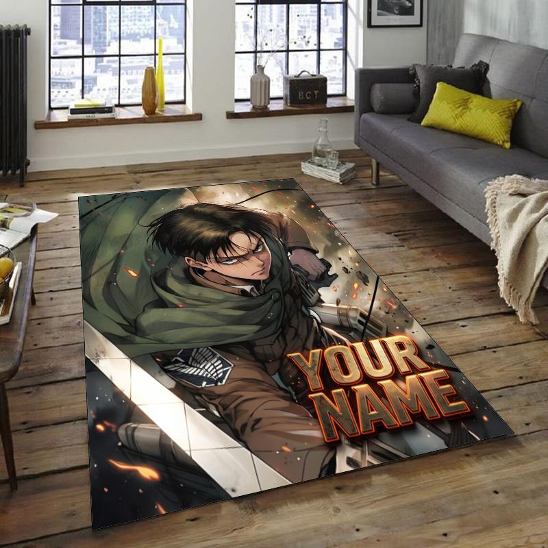 Attack on Titan Design Area Rug Personalized Name- Non-Slip, Soft & Cozy Floor Mat for Living Room, Office - Indoor/Outdoor Carpet