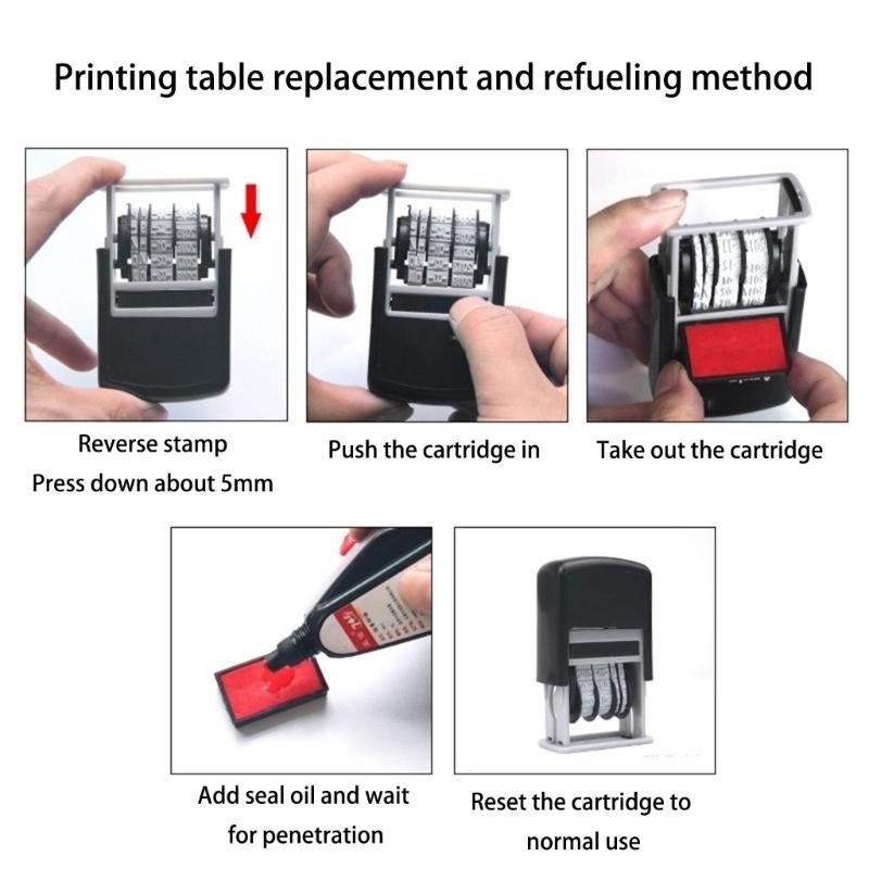 Date Stamp Plastic Number Stamp Digits Number Stamp Adjustable Numbering Stamp Inking Dater Stamp for Office