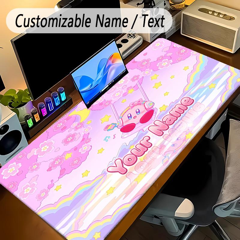 Large Mouse PadKirby Custom Name Text Personalized Desk Mat Non Slip Gaming Pad
