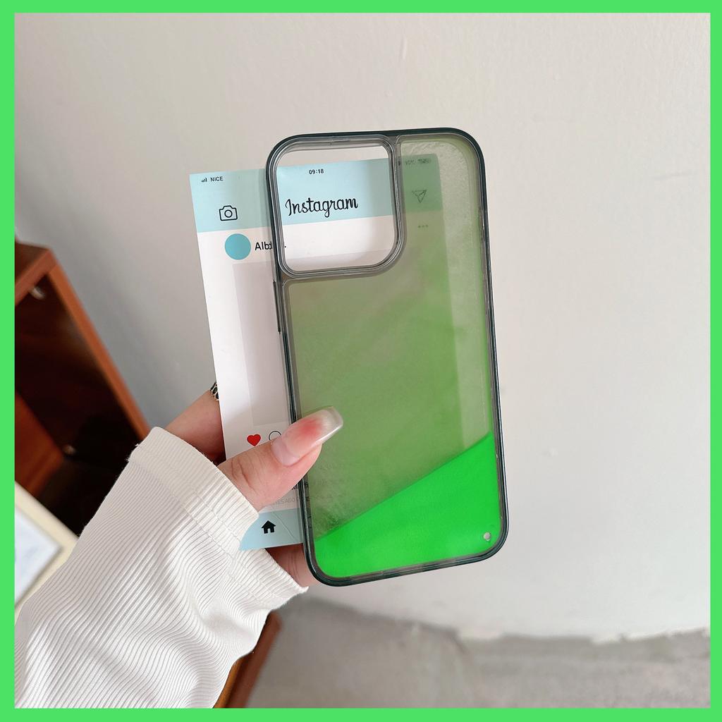 Clear Glitter Liquid Quicksand Luminous Case For iPhone 16 Pro Max 15 14 13, Transparent Glow in Dark Hard Phone Cover Funda