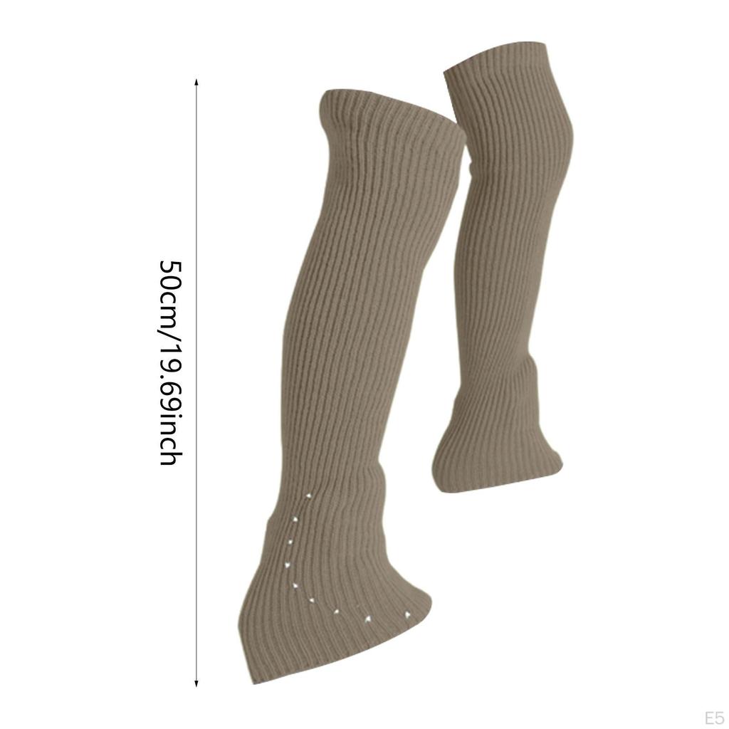 Figure Skating Leg Warmers Knitted Long Decoration Socks with Rhinestone for