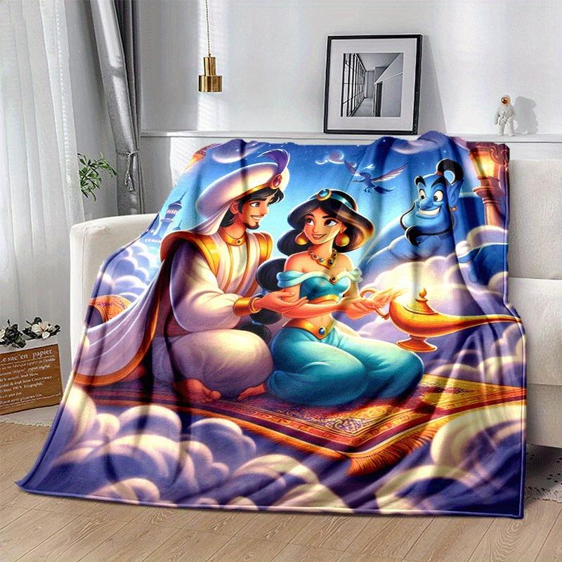 1pc Aladdin Printing Blanket - Soft, All-Season Throw for Office Blanket,Personalized Gift with Adorable Cartoon Design