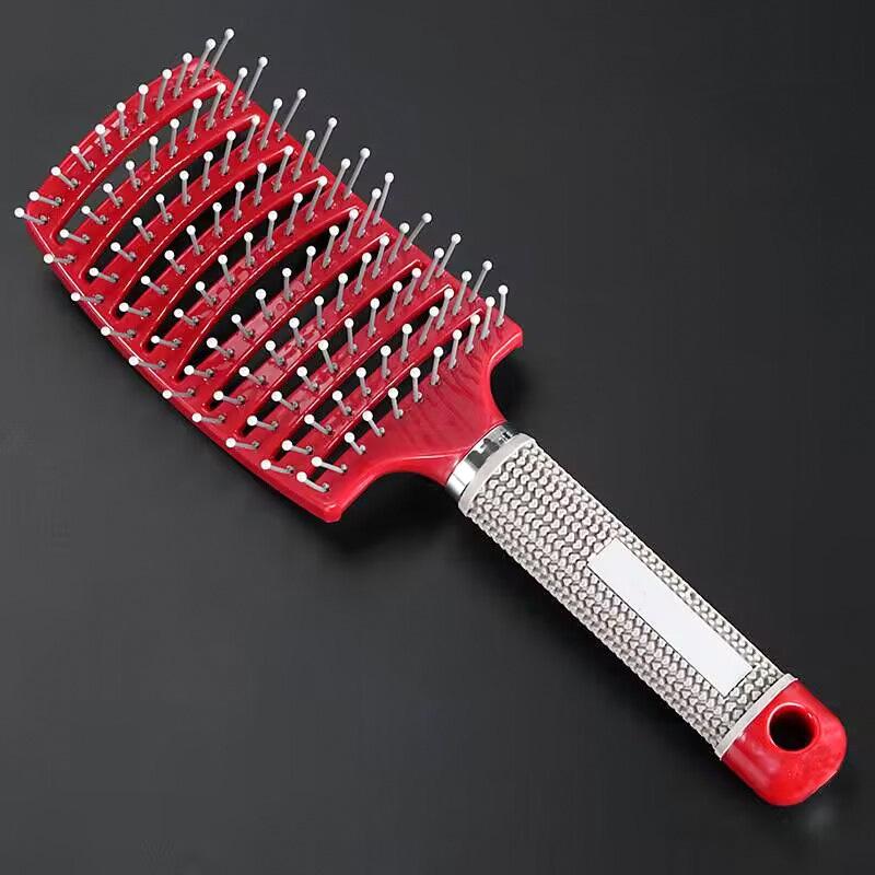 Curved Root Fluffy Wave Hair Styling Comb for Men & Women - Rubber Coated for Massage & Long Curly Hair