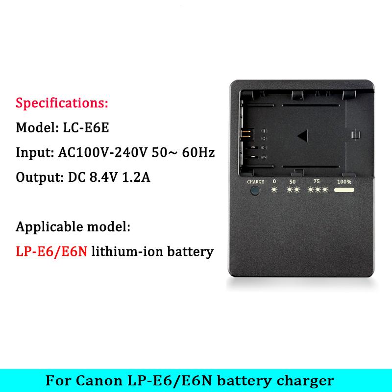 LC-E6E LC-E6 Charger For Canon LP-E6 LP-E6N LP-E6NH Battery EOS 70D 60D 5D Mark III 5D Mark IV 5DSR 6D MARK II 60D 80D 7D  R5 R6
