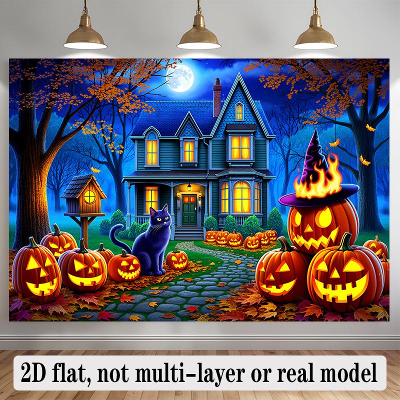 Party Backdrop Halloween Flat Banners Scary Pumpkin House Celebrations Wedding Enthusiasts Event Photo Background Front Door Decor