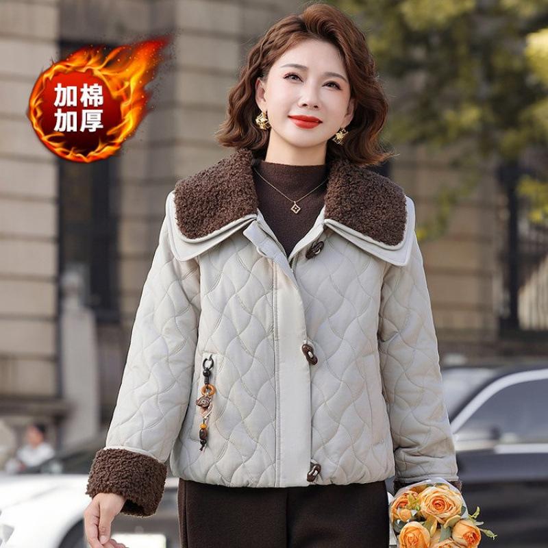 cotton-padded short autumn and winter coat new loose fragrant cotton-padded splicing jacket cotton-padded jacket
