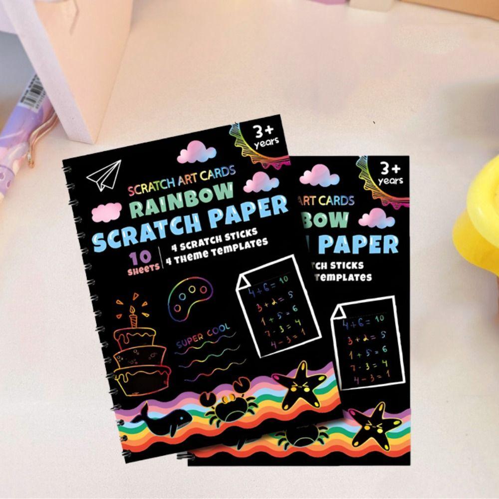 Smooth Color Drawing Paper Colorful Glitzy Paper Note Creative Rainbow Scratch Book  Kids Gift