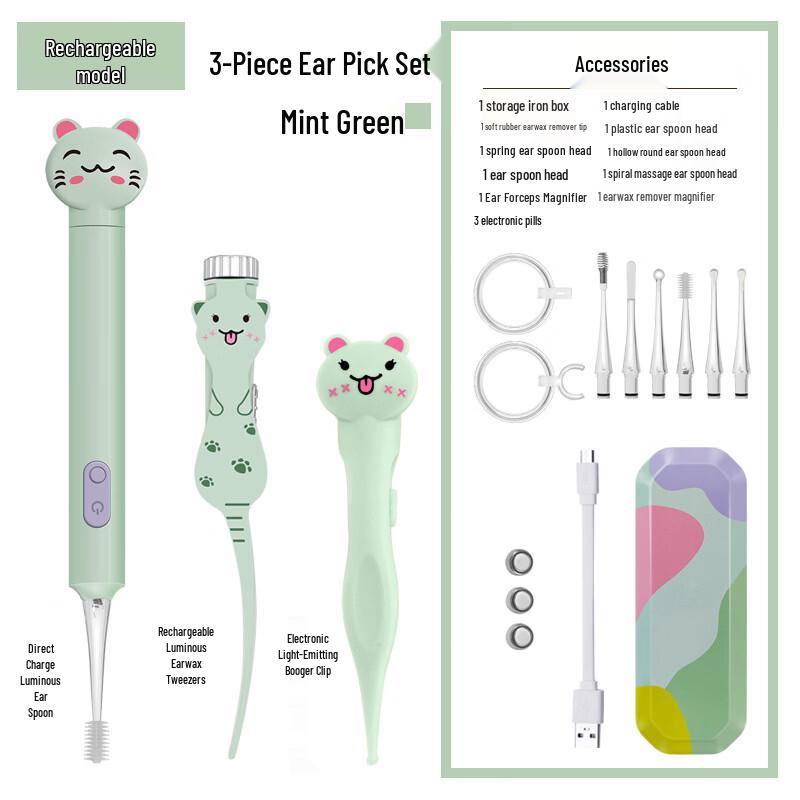 

Pulian Rechargeable Luminous Ear Pick Set for Children